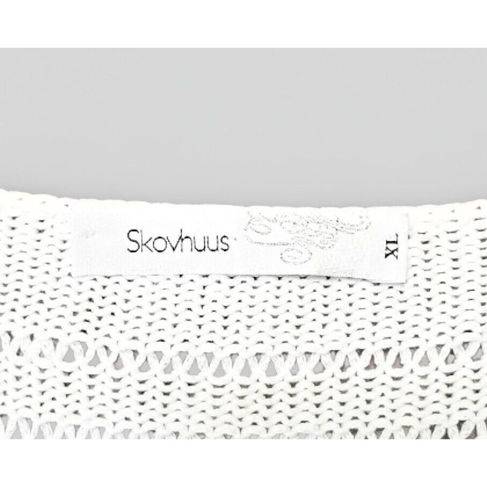SKOVHUUS White Striped Cardigan Sweater Sz XL Gray Black Silver Stripes Italy - Picture 2 of 9